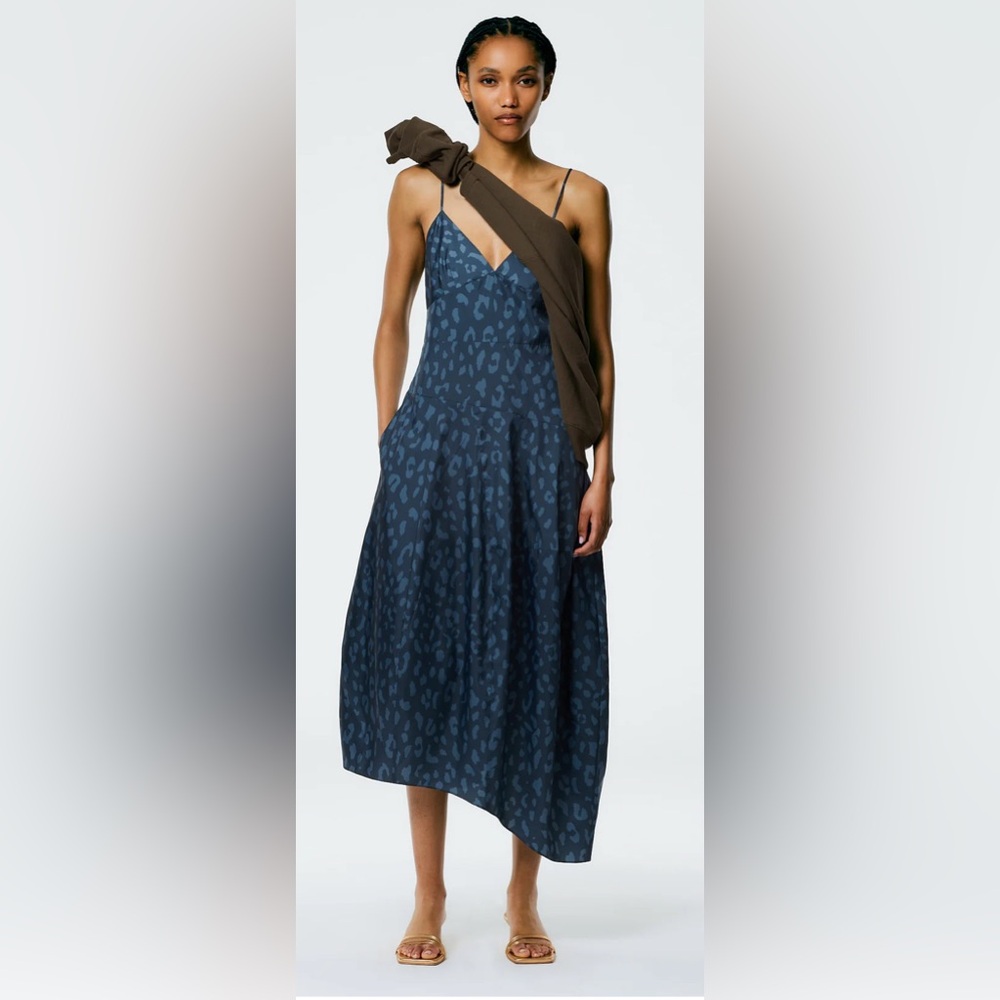 Tibi Recycled Sporty Nylon Cheetah Cami Dress